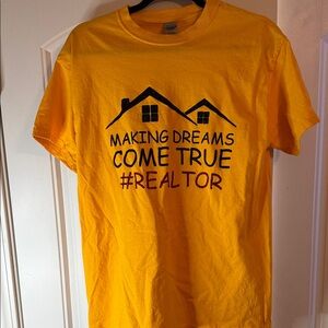 Gildan Yellow Short Sleeve Tee with Black and Red Print